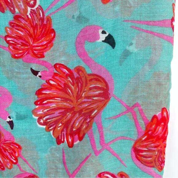 Flamingo Print Cowl Scarf Polyester Ocean Green Pink Peach Color 26”x36.5” - Picture 2 of 6